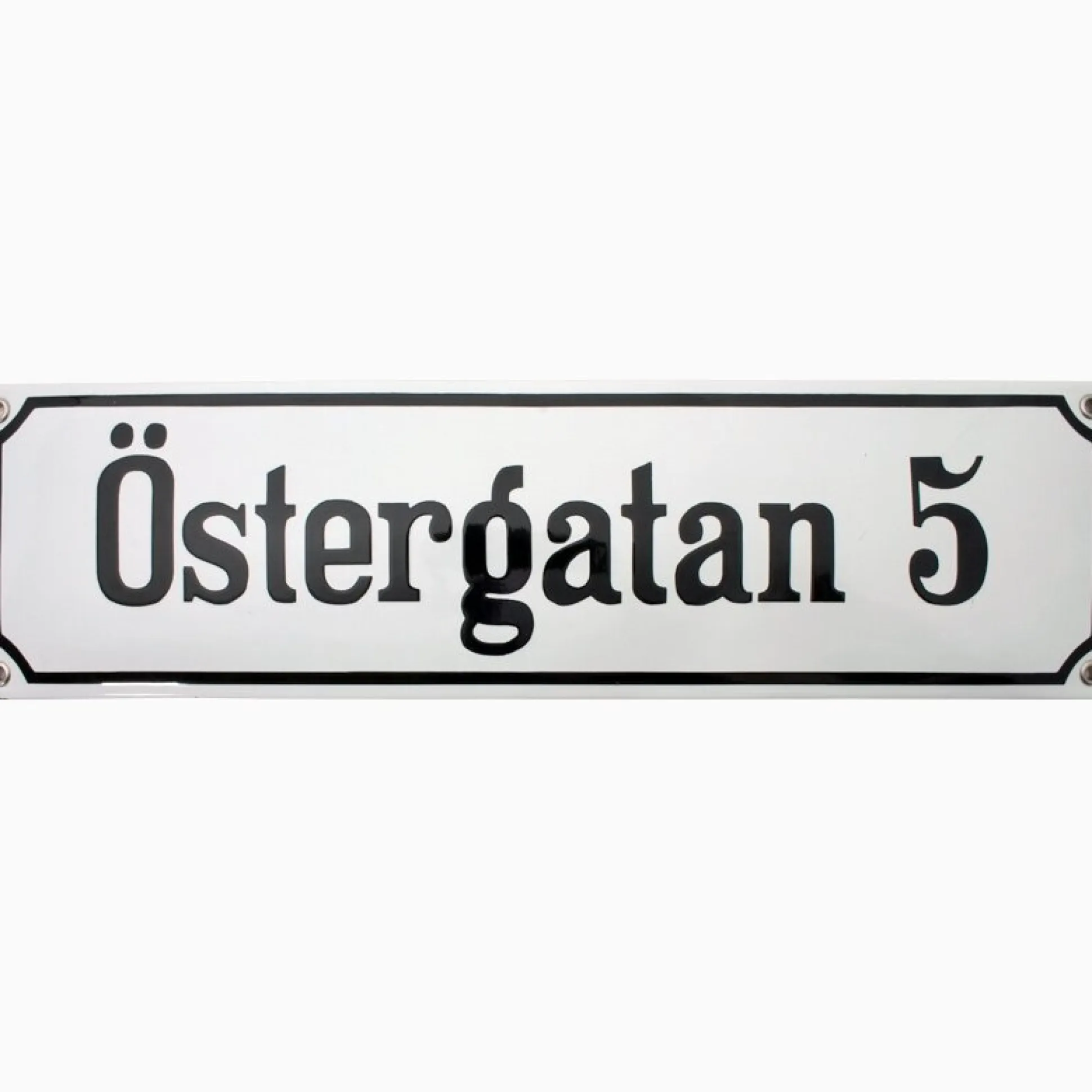 Emaljskylt gatunamn vit/svart