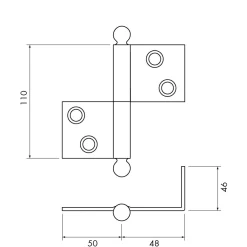 Franskt gångjärn 110 mm höger - obehandlad