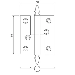 Gångjärn ekollon 66x60 mm höger - obehandlad