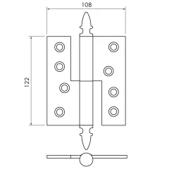 Gångjärn ekollon 122x108 mm höger - obehandlad