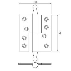 Gångjärn fia 122x108 mm höger - obehandlad