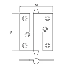 Gångjärn kon 60x53 mm höger - obehandlad