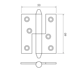 Gångjärn kon 60x53 mm höger - obehandlad
