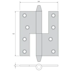 Gångjärn kon 122x108 mm höger - obehandlad