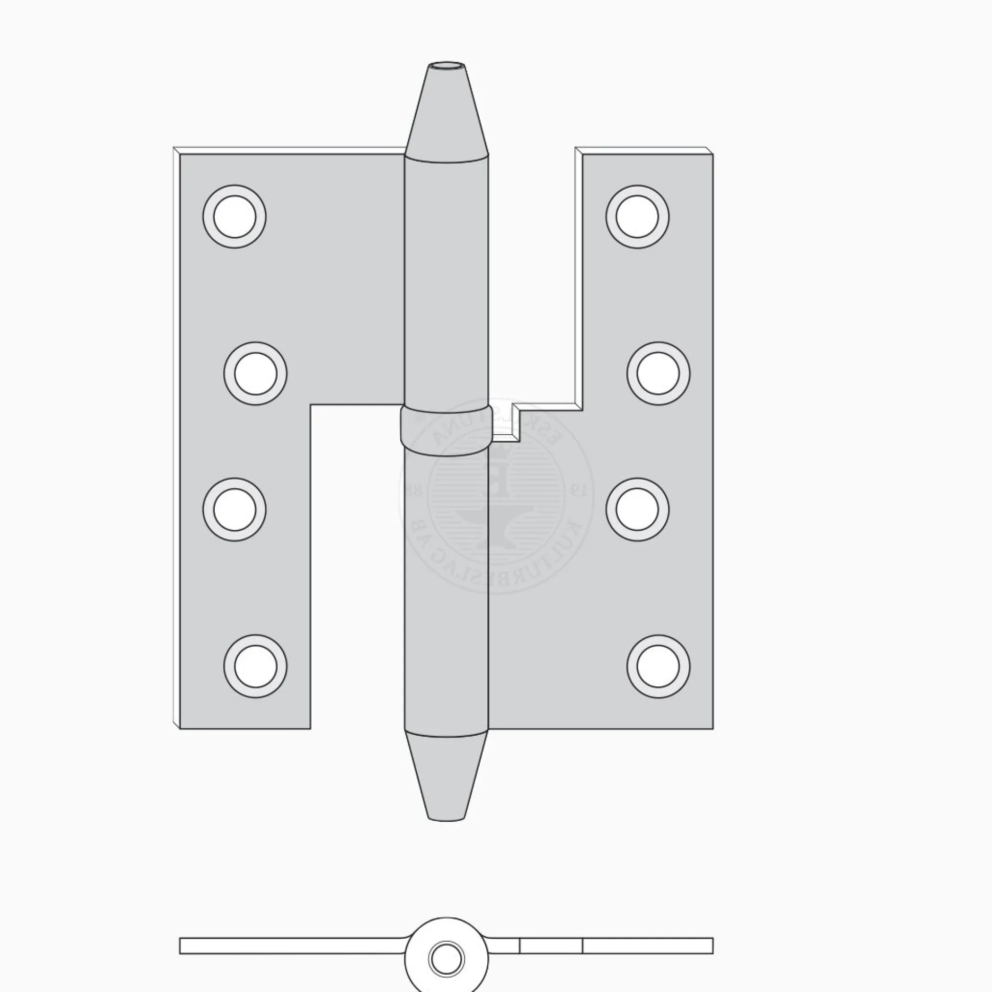 Gångjärn kon 110x102 mm höger - obehandlad