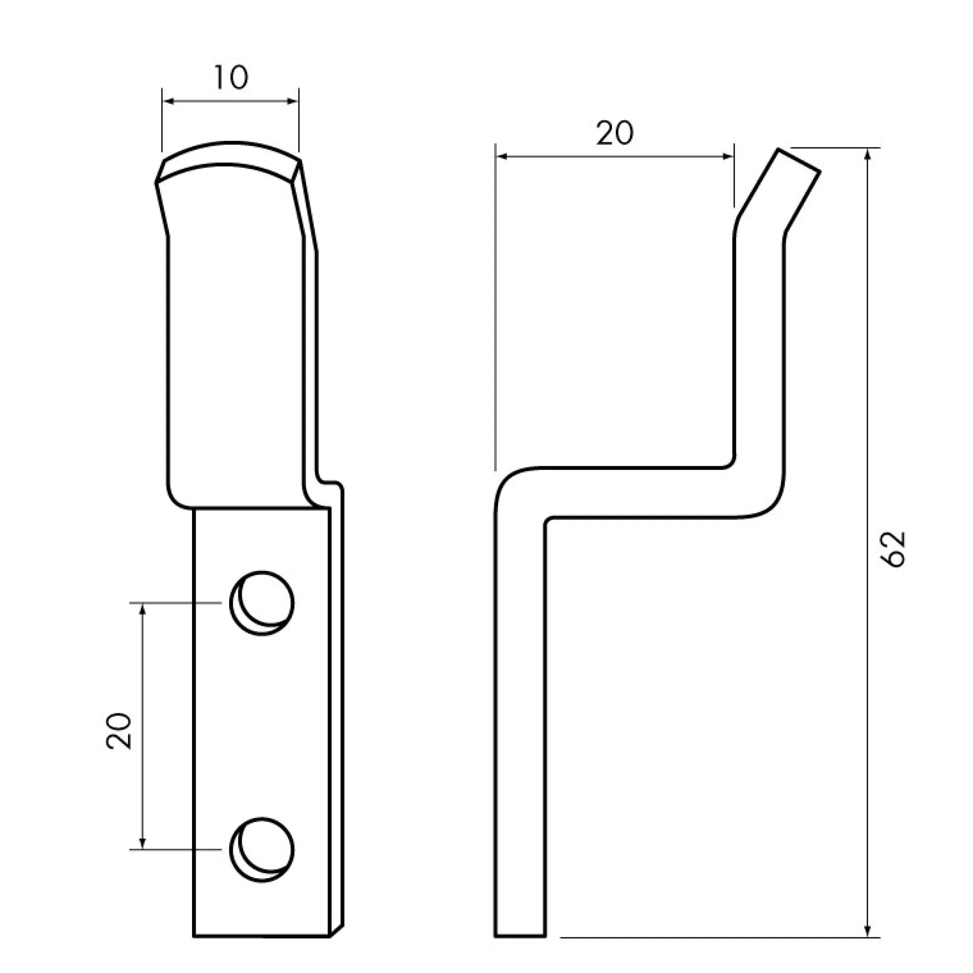 Hake Enkel förzinkad 10 mm