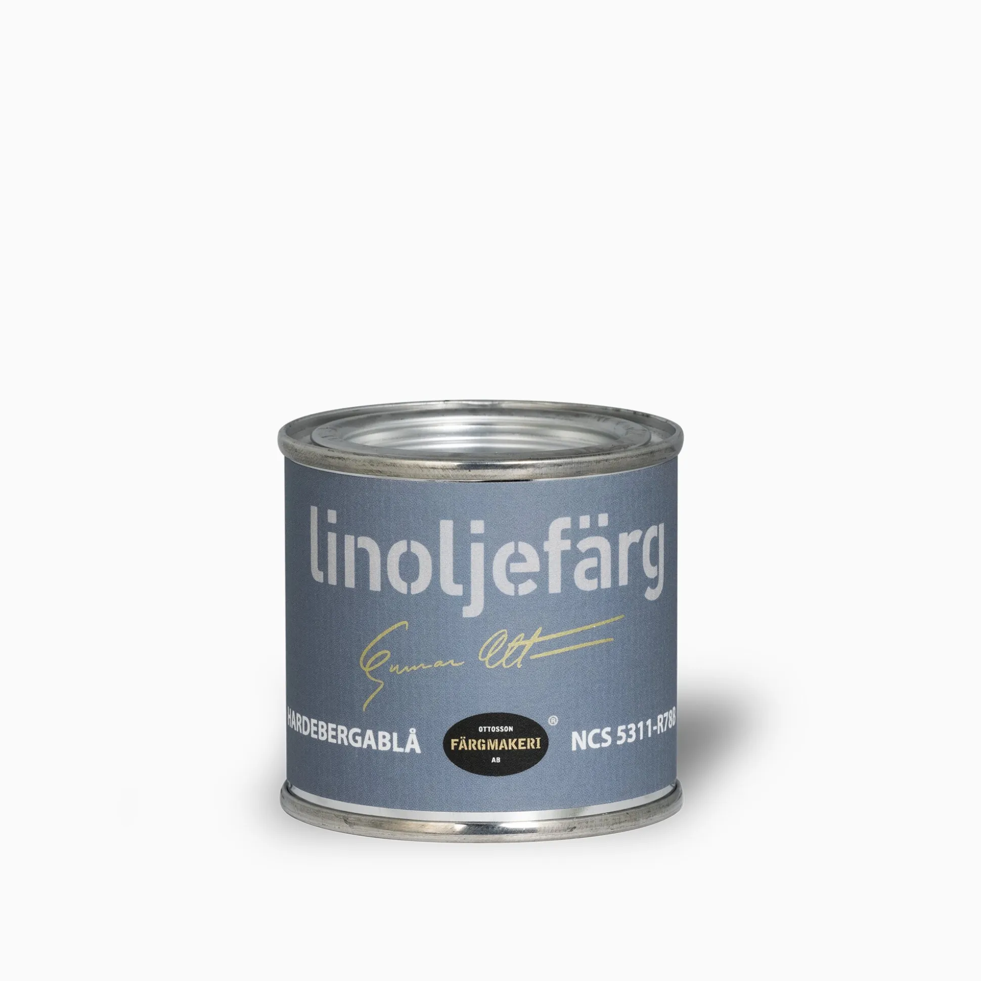 Hardebergablå linoljefärg provburk