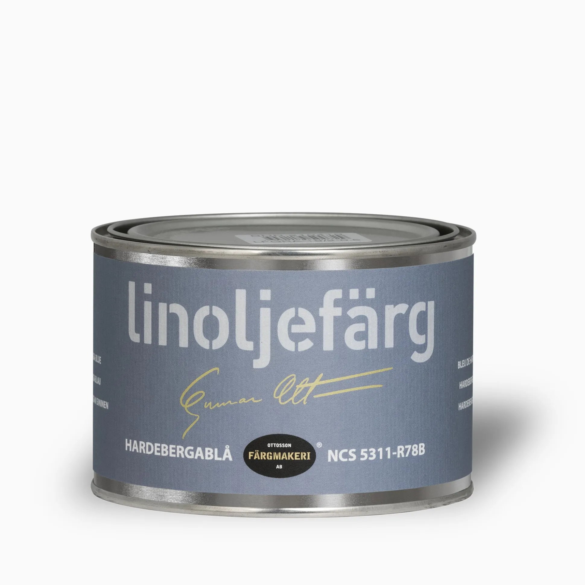 Hardebergablå linoljefärg provburk