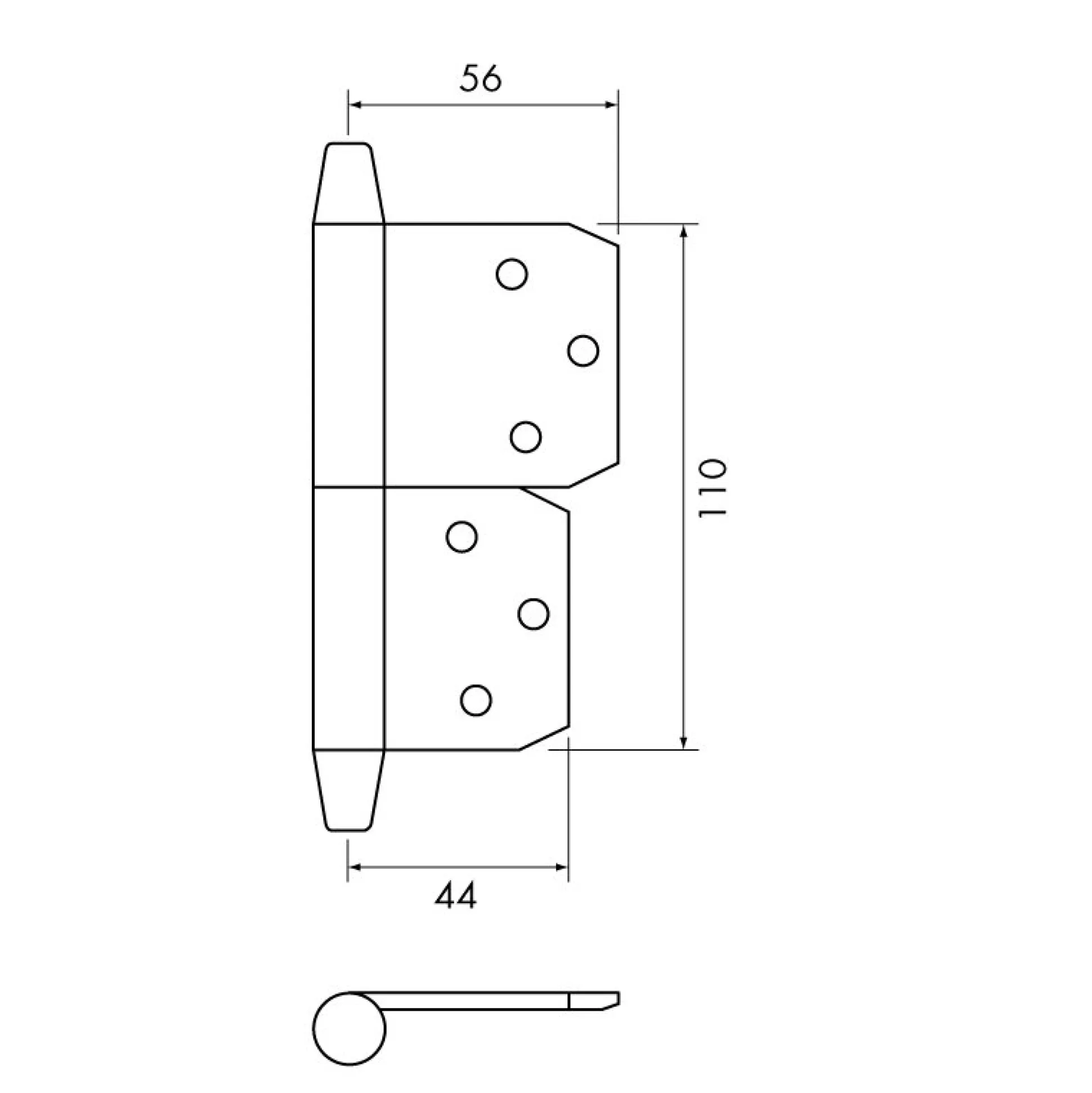 Instick kon 110 mm vänster - obehandlad