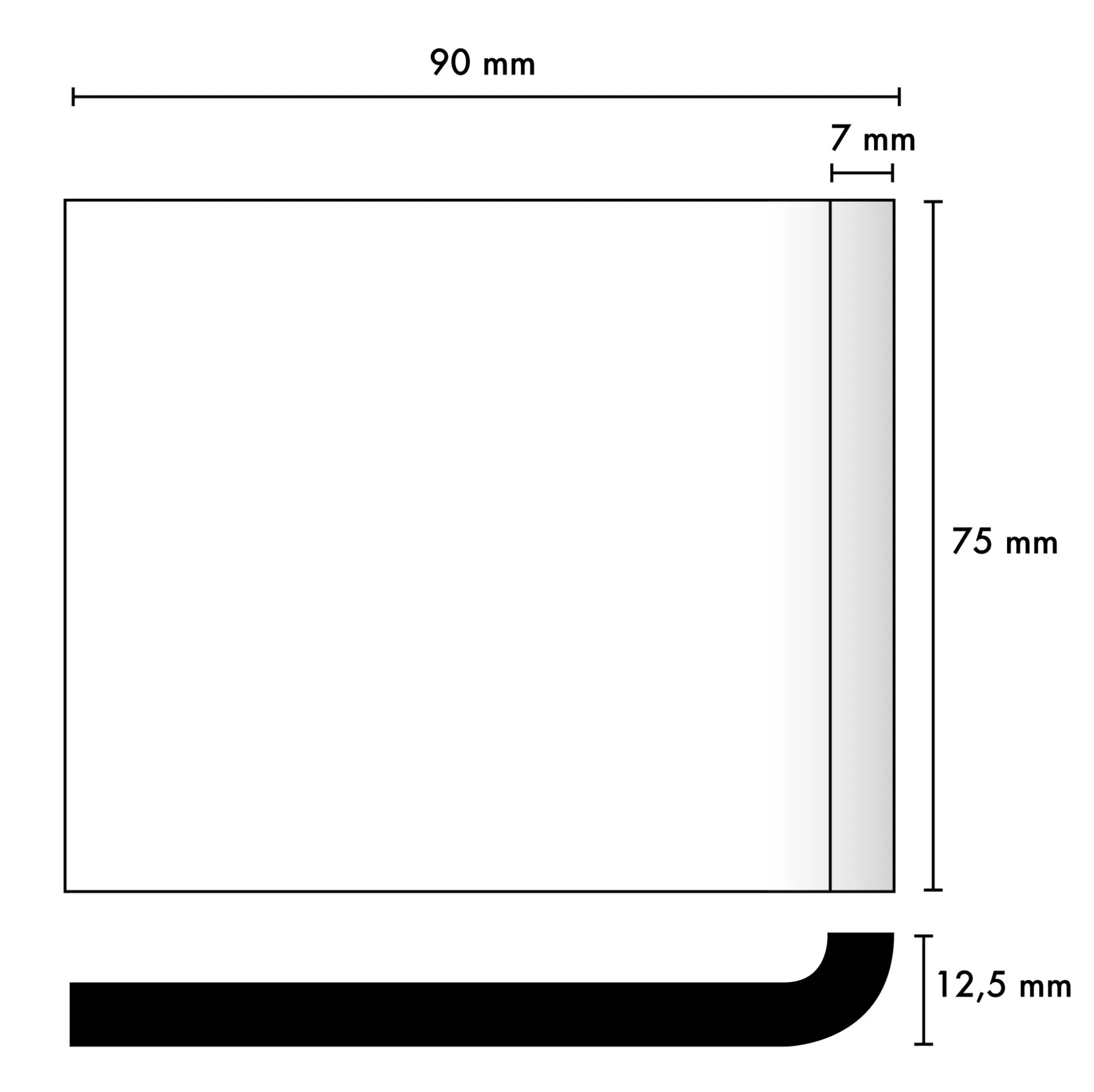 Kakel Subway Half Tile invändigt hörn Brilliant White
