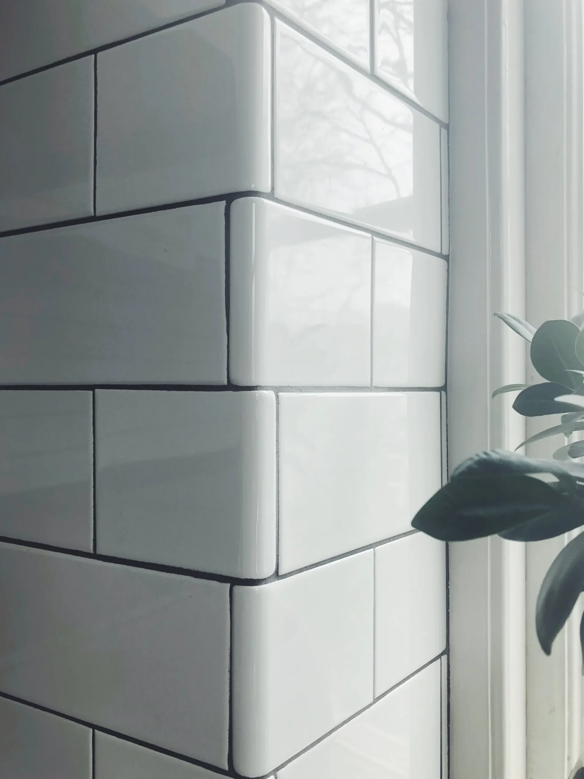 Kakel Subway Half Tile utvändigt hörn County White