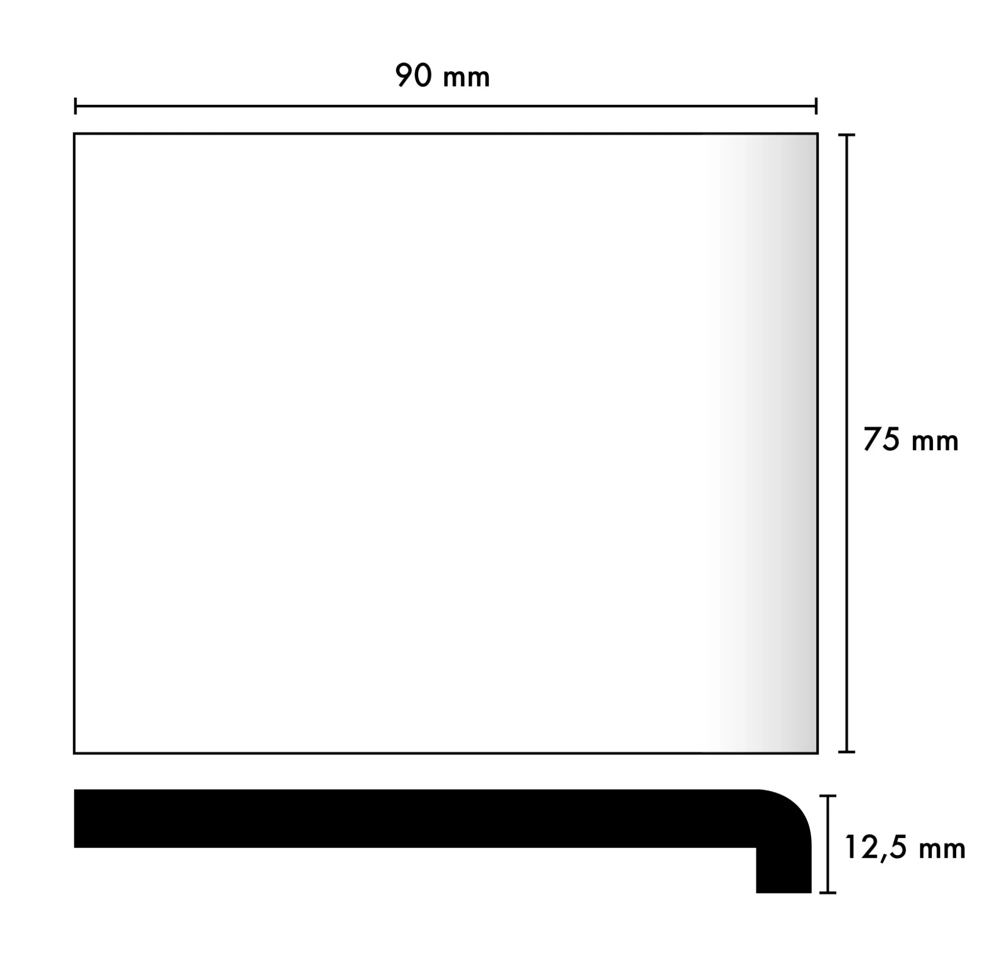 Kakel Subway Half Tile utvändigt hörn County White