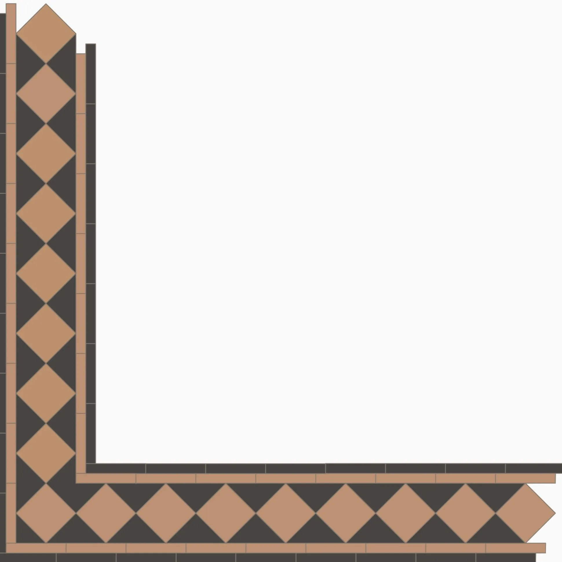 Klinker Victorian Floor Tiles bård Melville Black / Buff