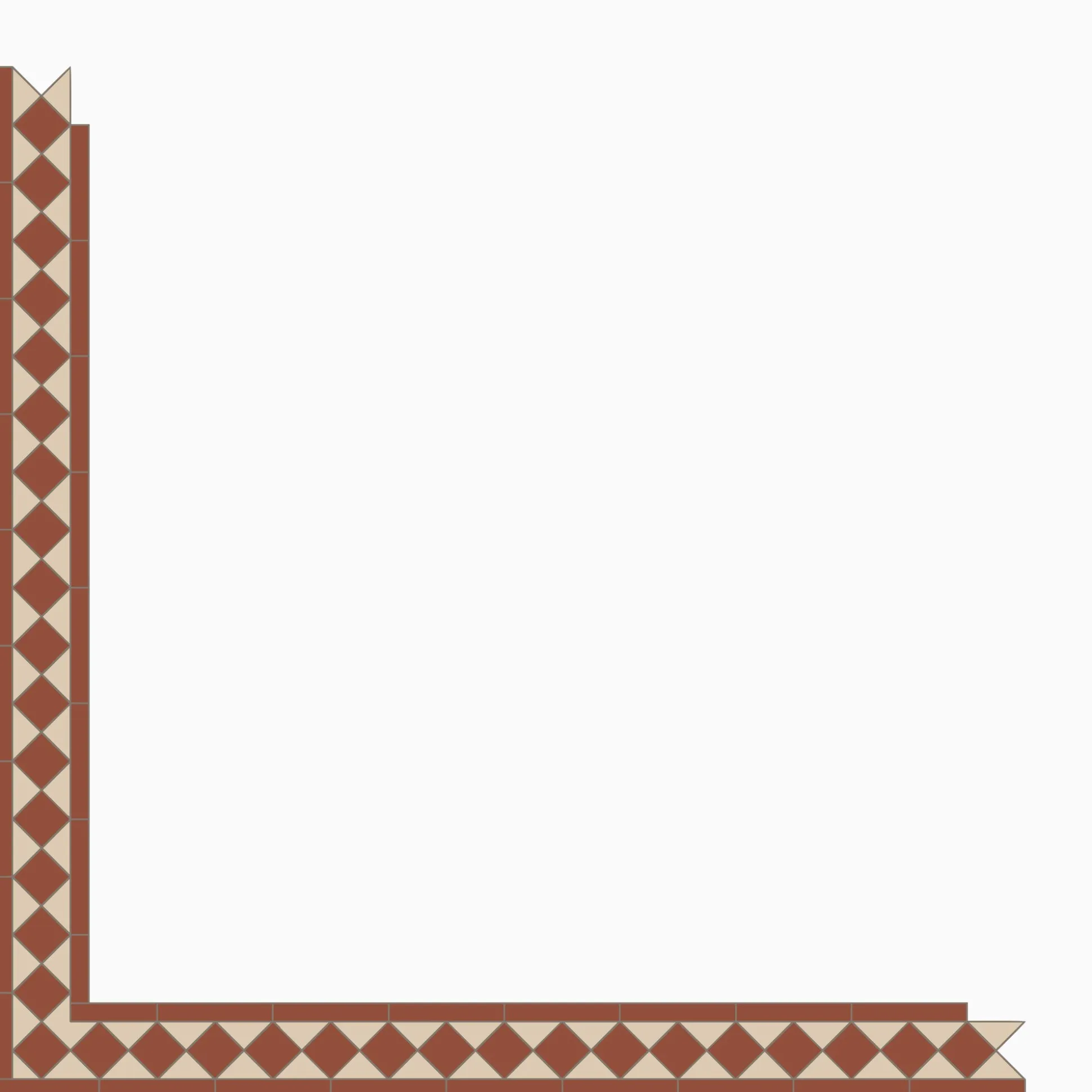 Klinker Victorian Floor Tiles bård Kingsley Red / White