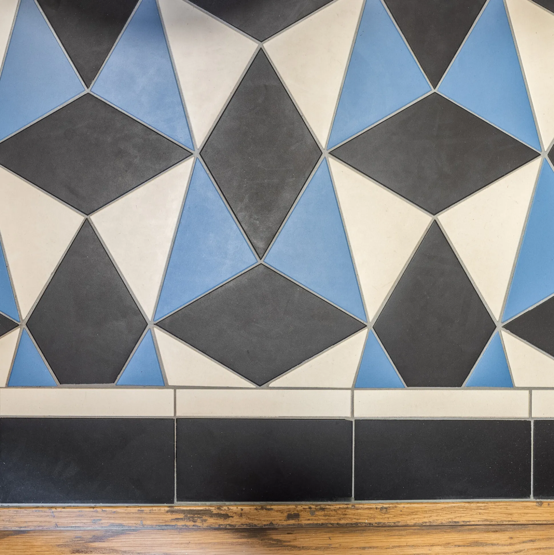 Klinker Victorian Floor Tiles mönster Worthing Blue / Black / White