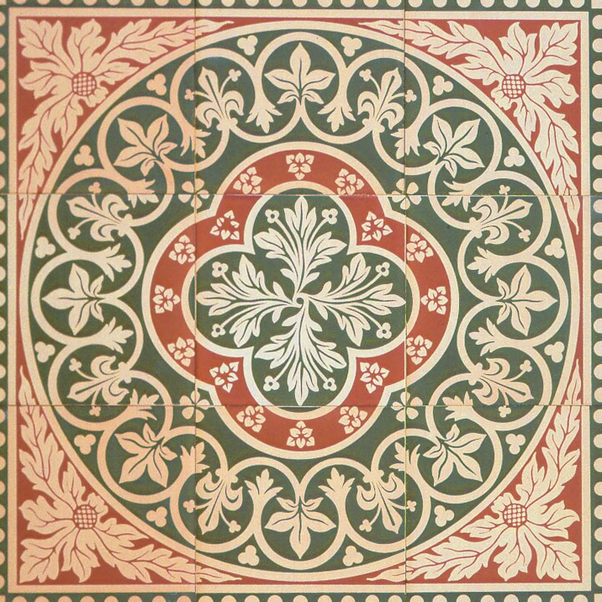 Klinker Victorian Floor Tiles mönstrad Disraeli Green