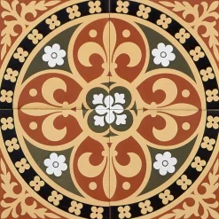 Klinker Victorian Floor Tiles mönstrad Gladstone Green/Red