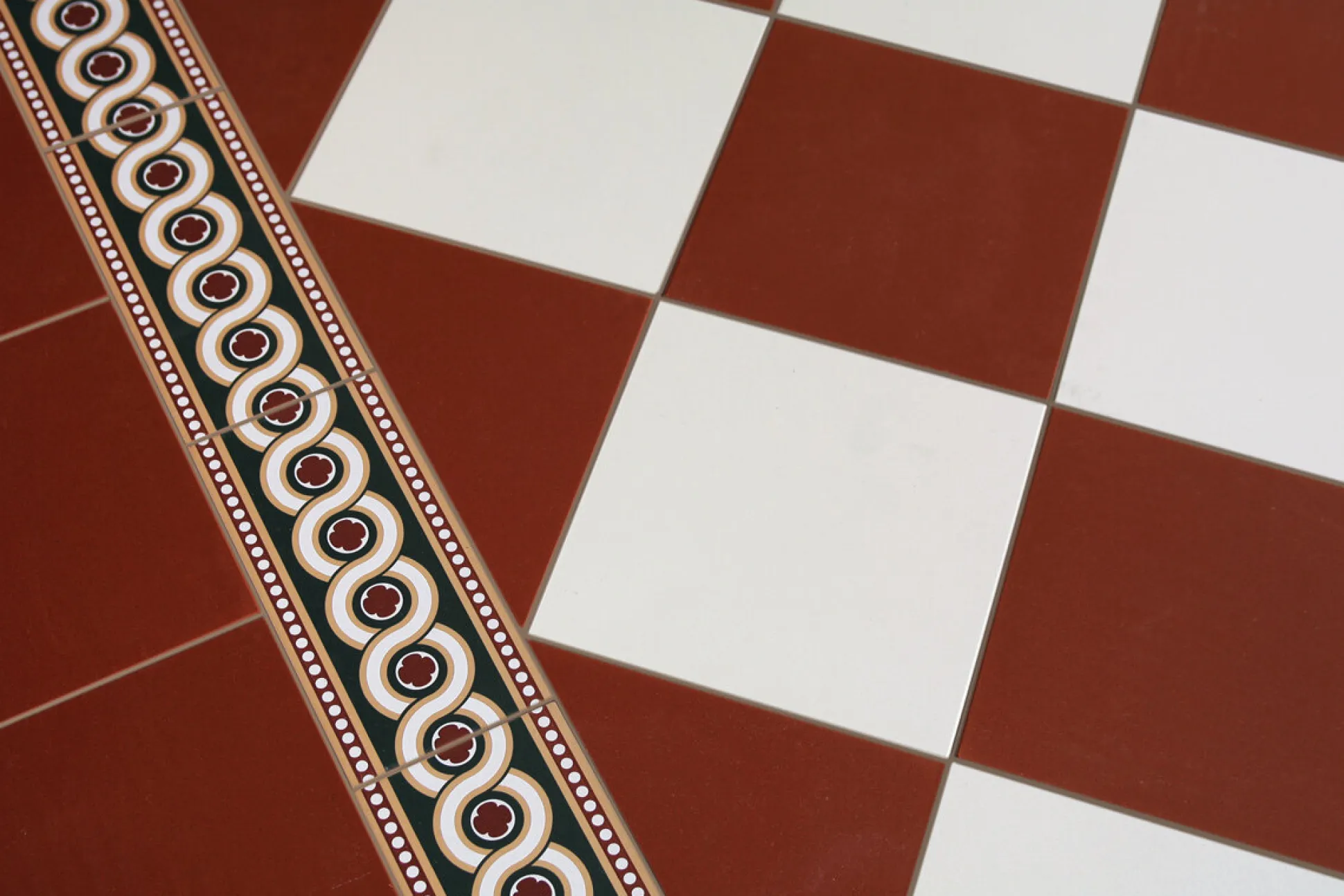 Klinker Victorian Floor Tiles mönster Flensburg Red / White
