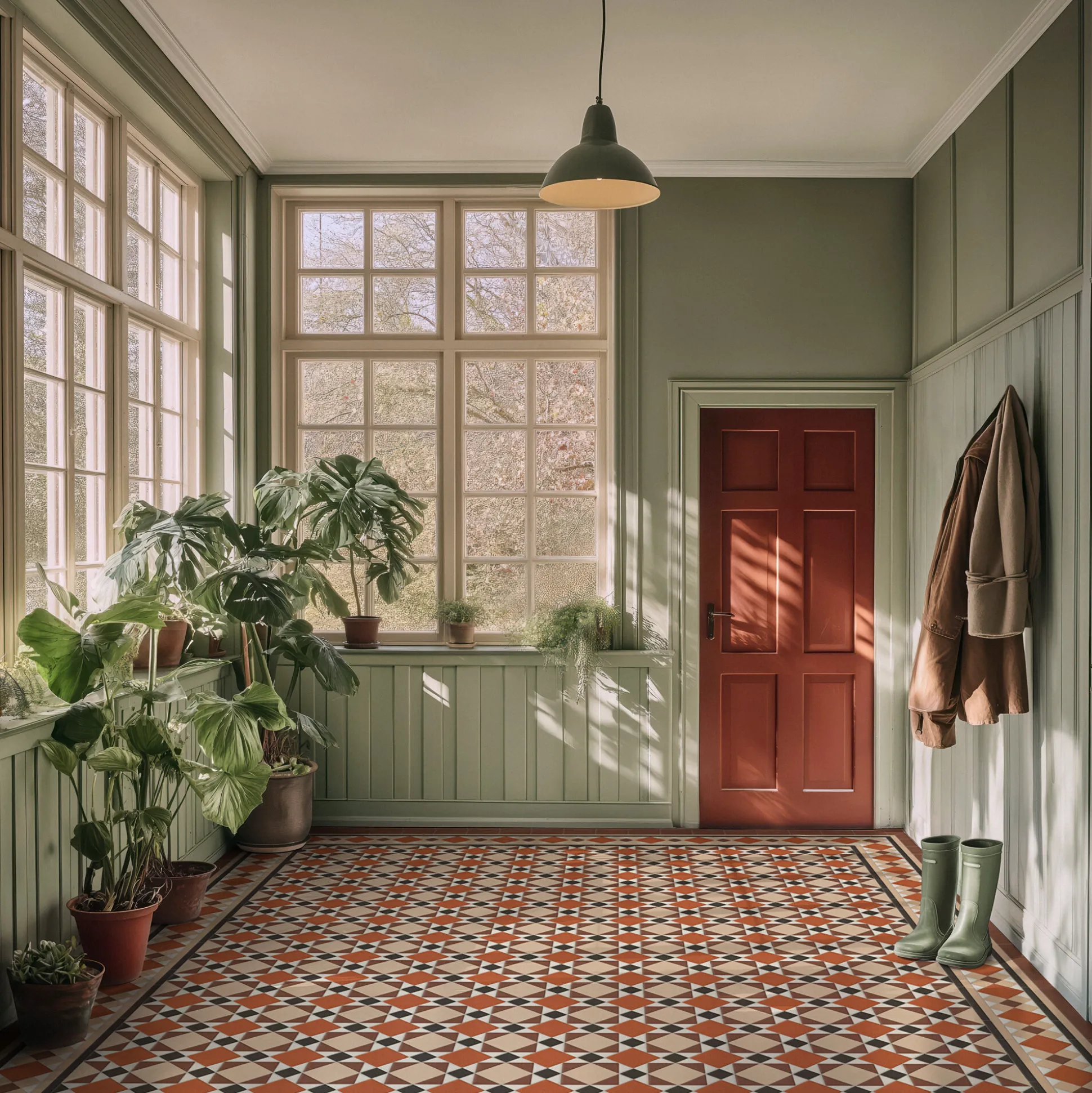 Klinker Victorian Floor Tiles mönster Lambeth Red / Buff / Black…