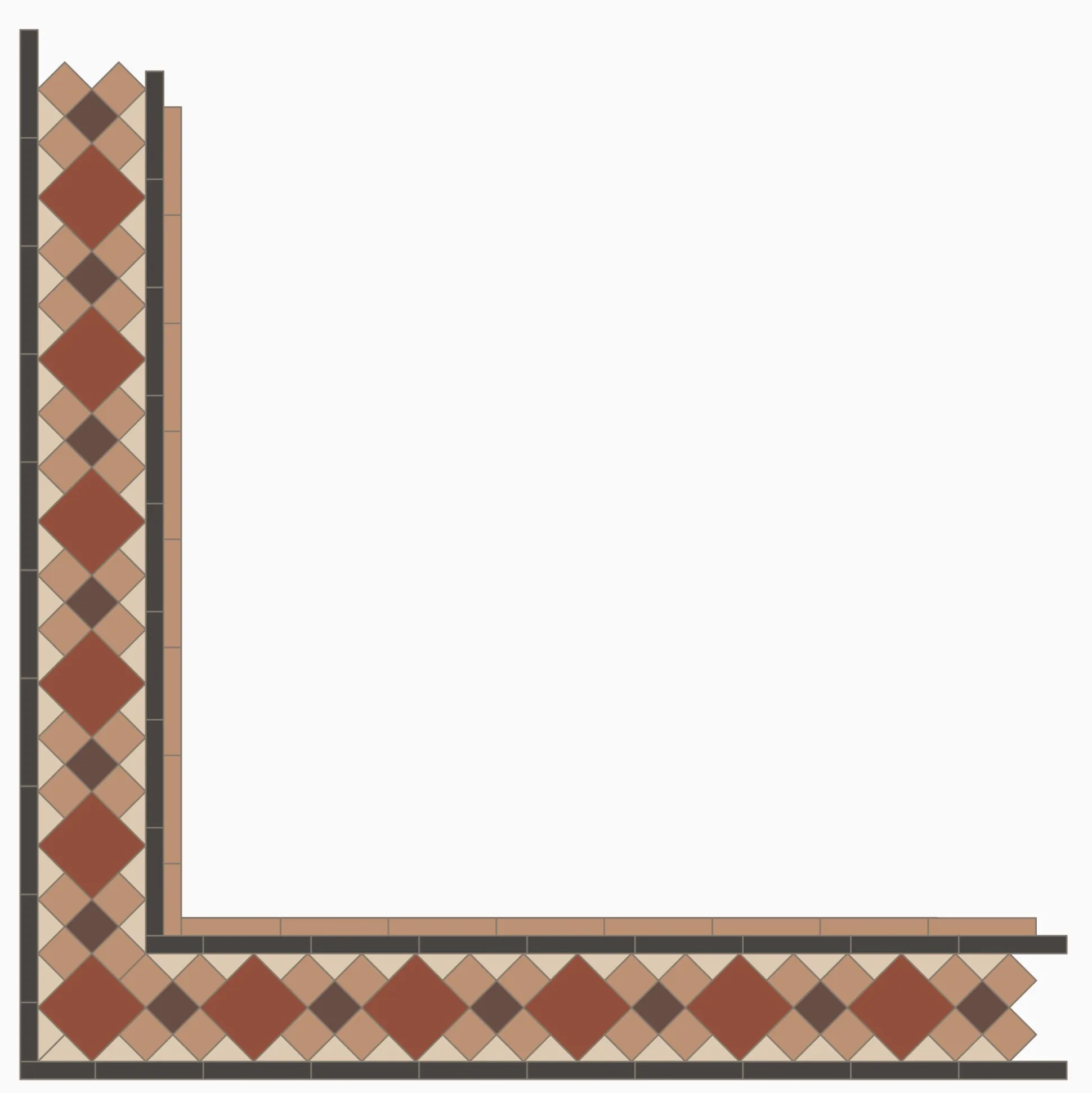 Klinker Victorian Floor Tiles bård Fröding Red/Buff/Brown/Black/White