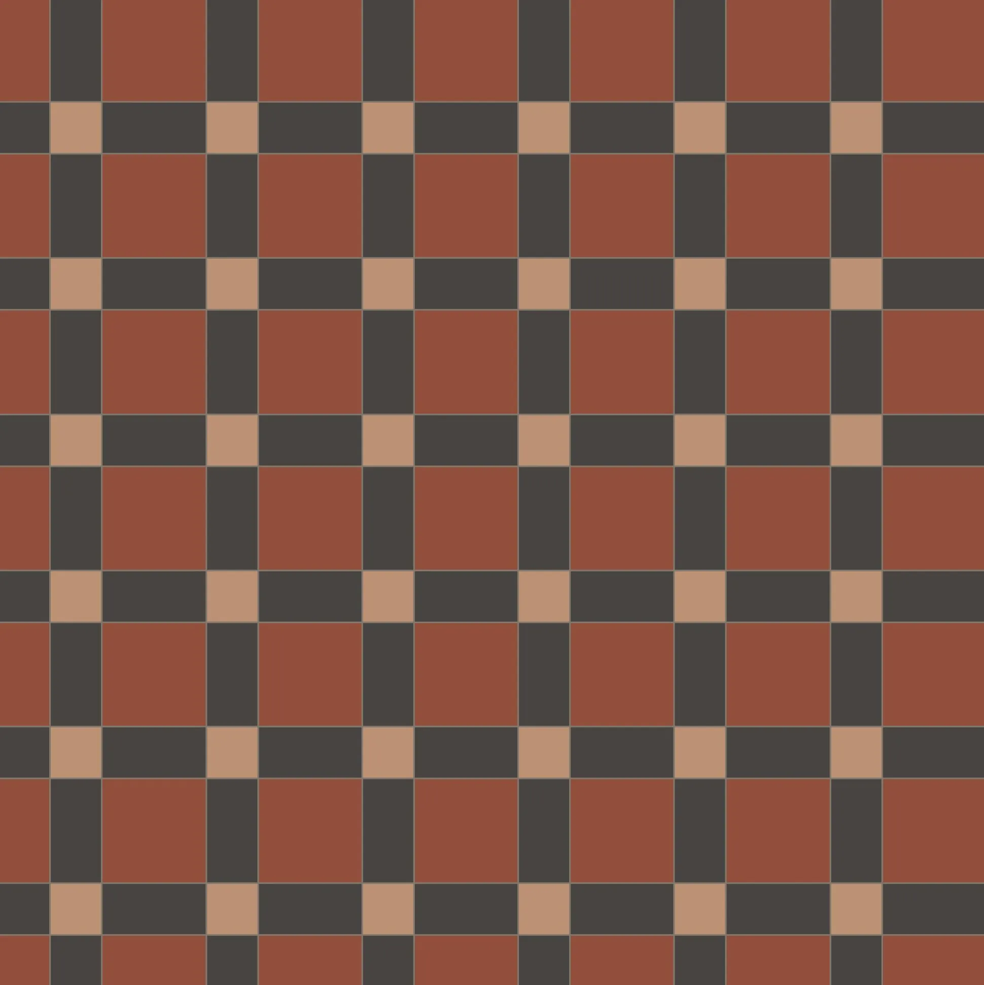 Klinker Victorian Floor Tiles mönster Edinburgh Red / Buff / Black