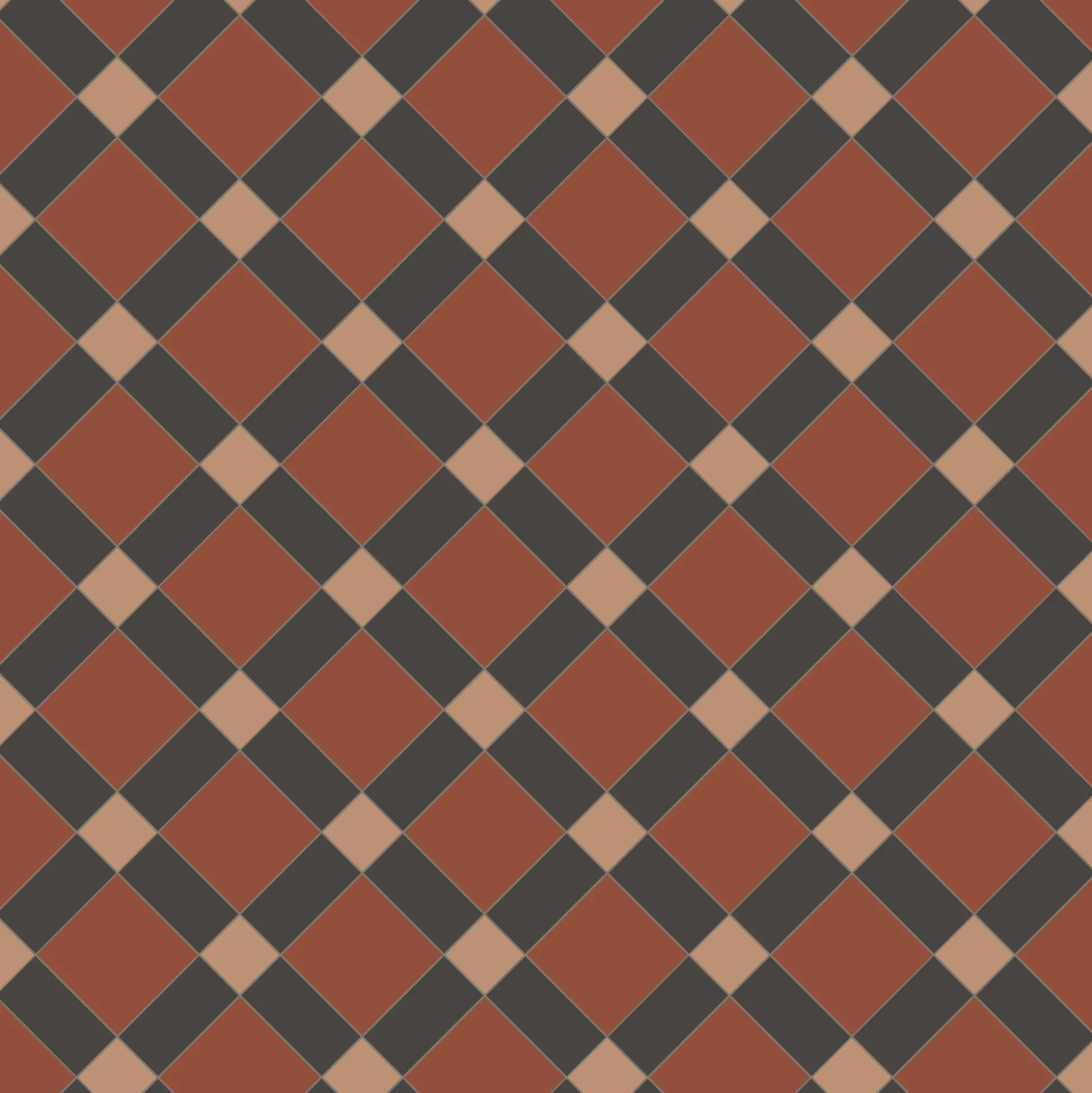 Klinker Victorian Floor Tiles mönster Edinburgh Red / Buff / Black