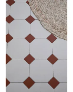 Klinker Victorian Floor Tiles mönster York White / Red