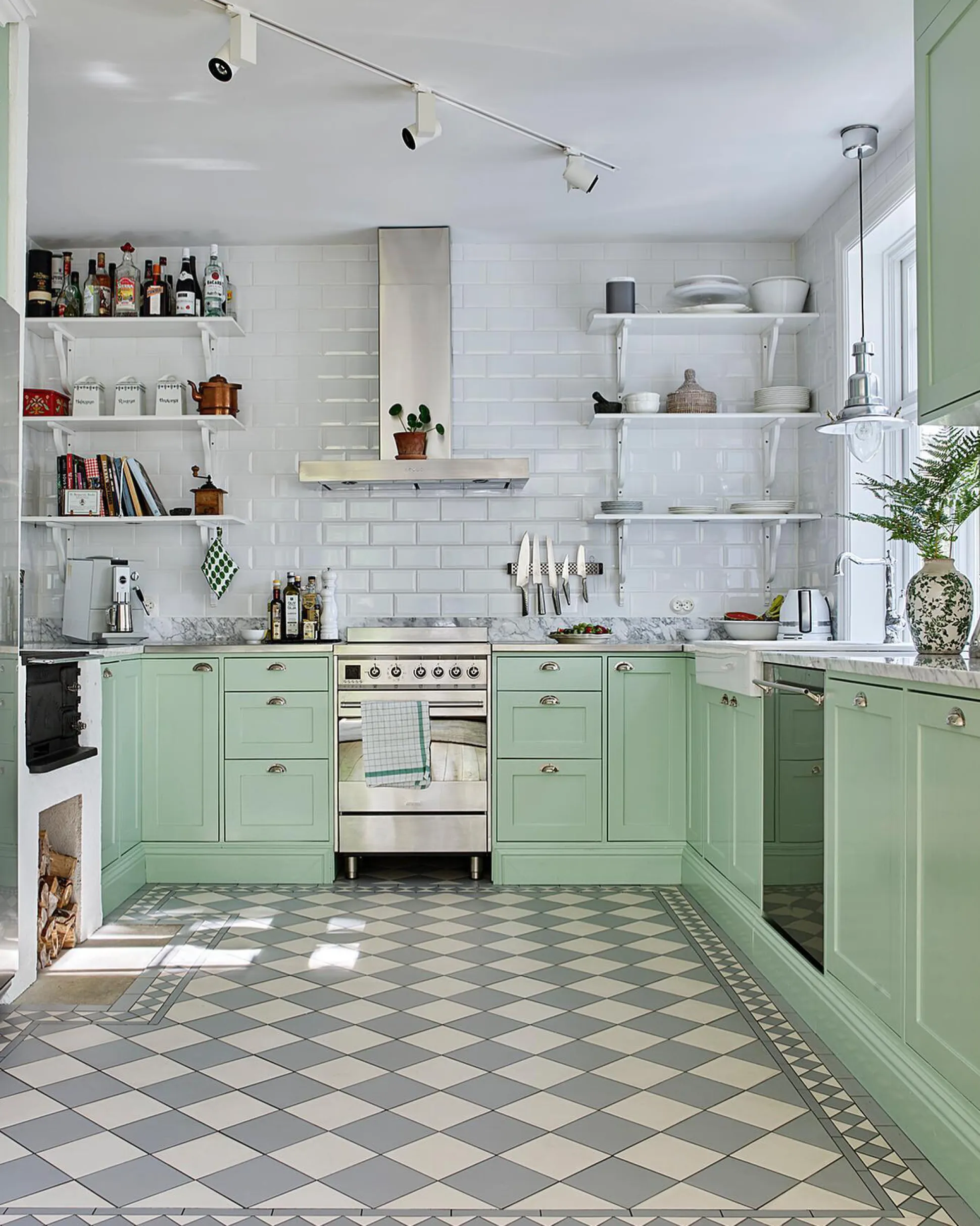 Klinker Victorian Floor Tiles mönster Funkis Grey / White