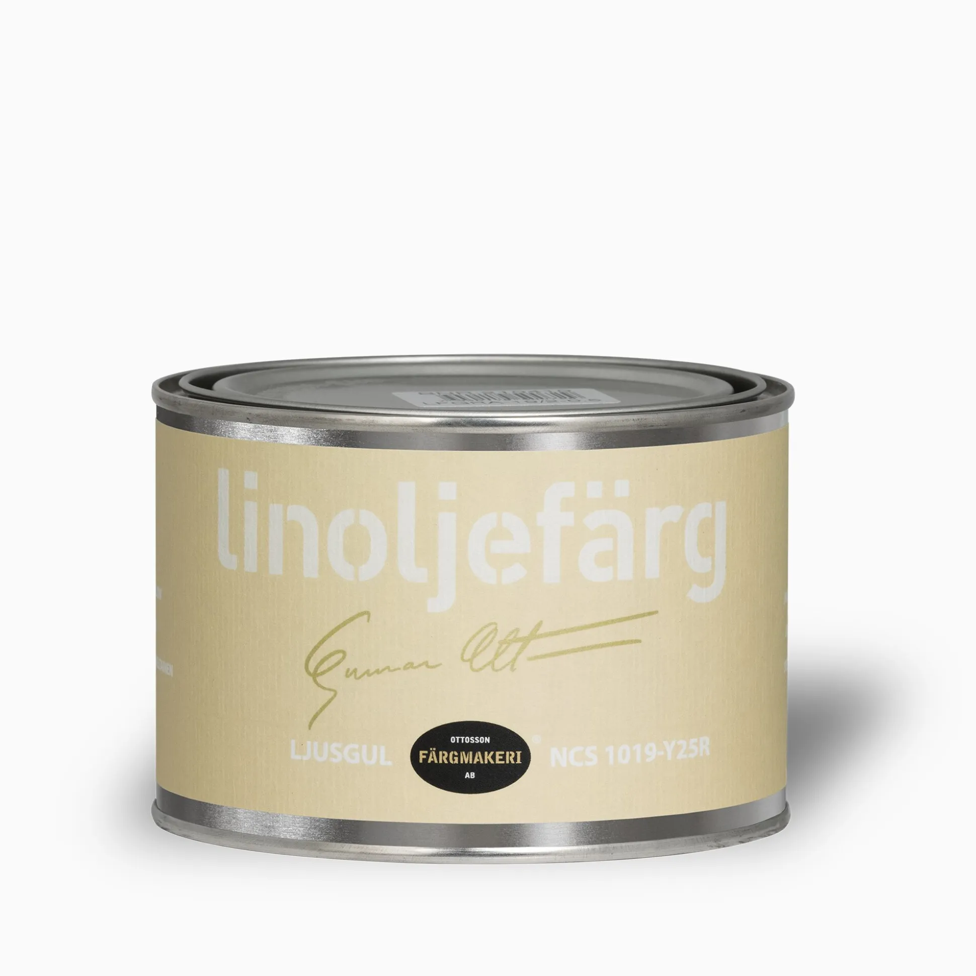 Ljusgul linoljefärg provburk