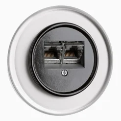Modularuttag svart bakelit med glasring