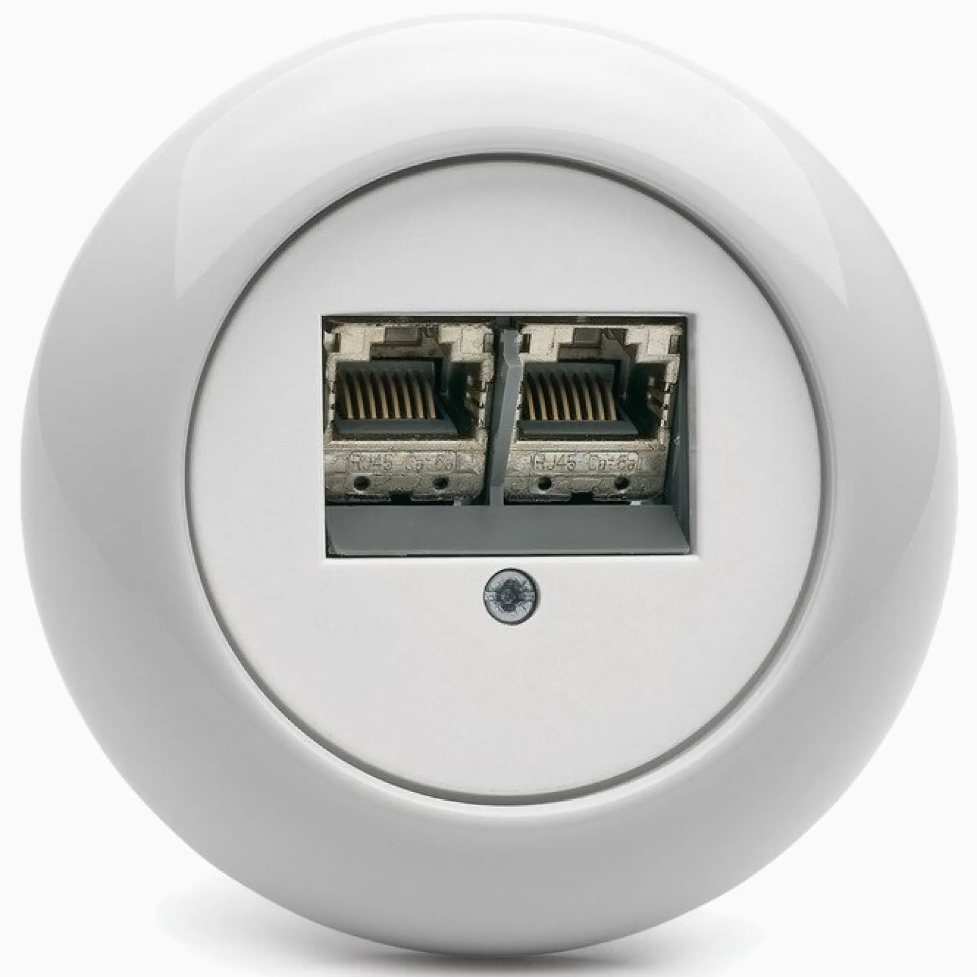 Modularuttag vit porslin med ring