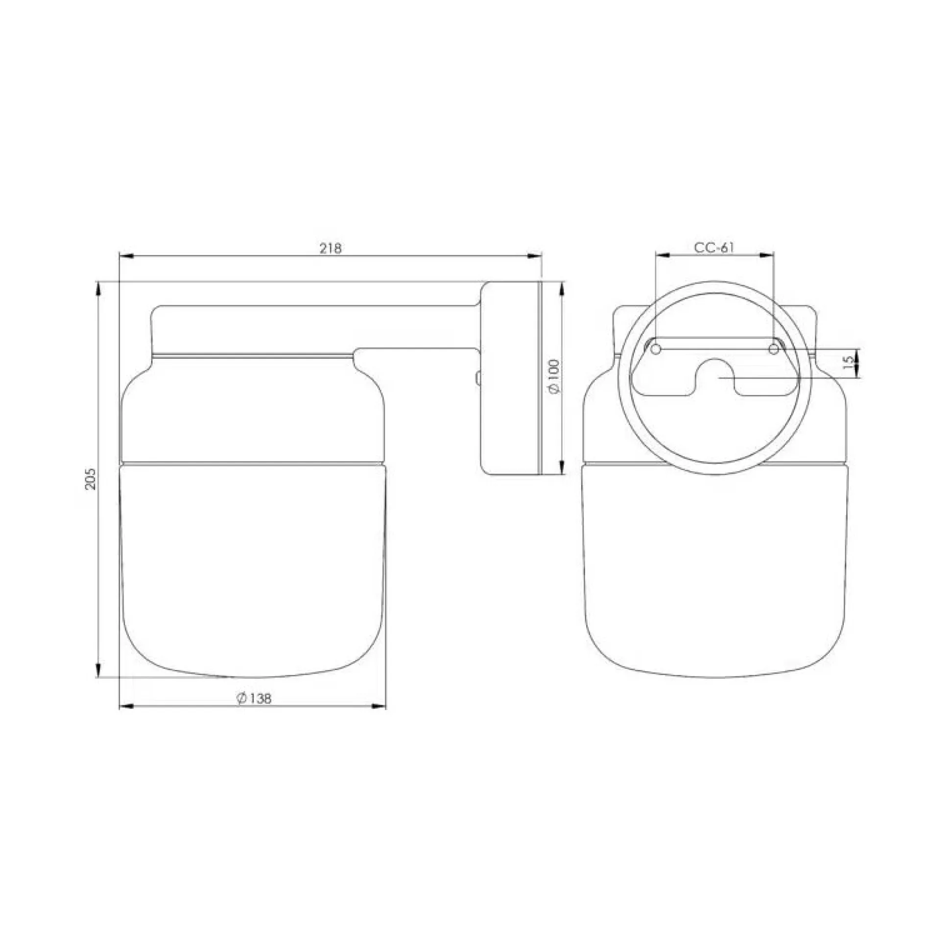 Ohm Wall 140 H205 vit med opalglas - E27