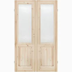 Parspegeldörr med karm ovanspegel ornamentglas M13x21 - Höger