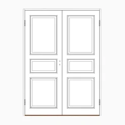 Parspegeldörr med karm 3-spegel K M13x21 - Höger