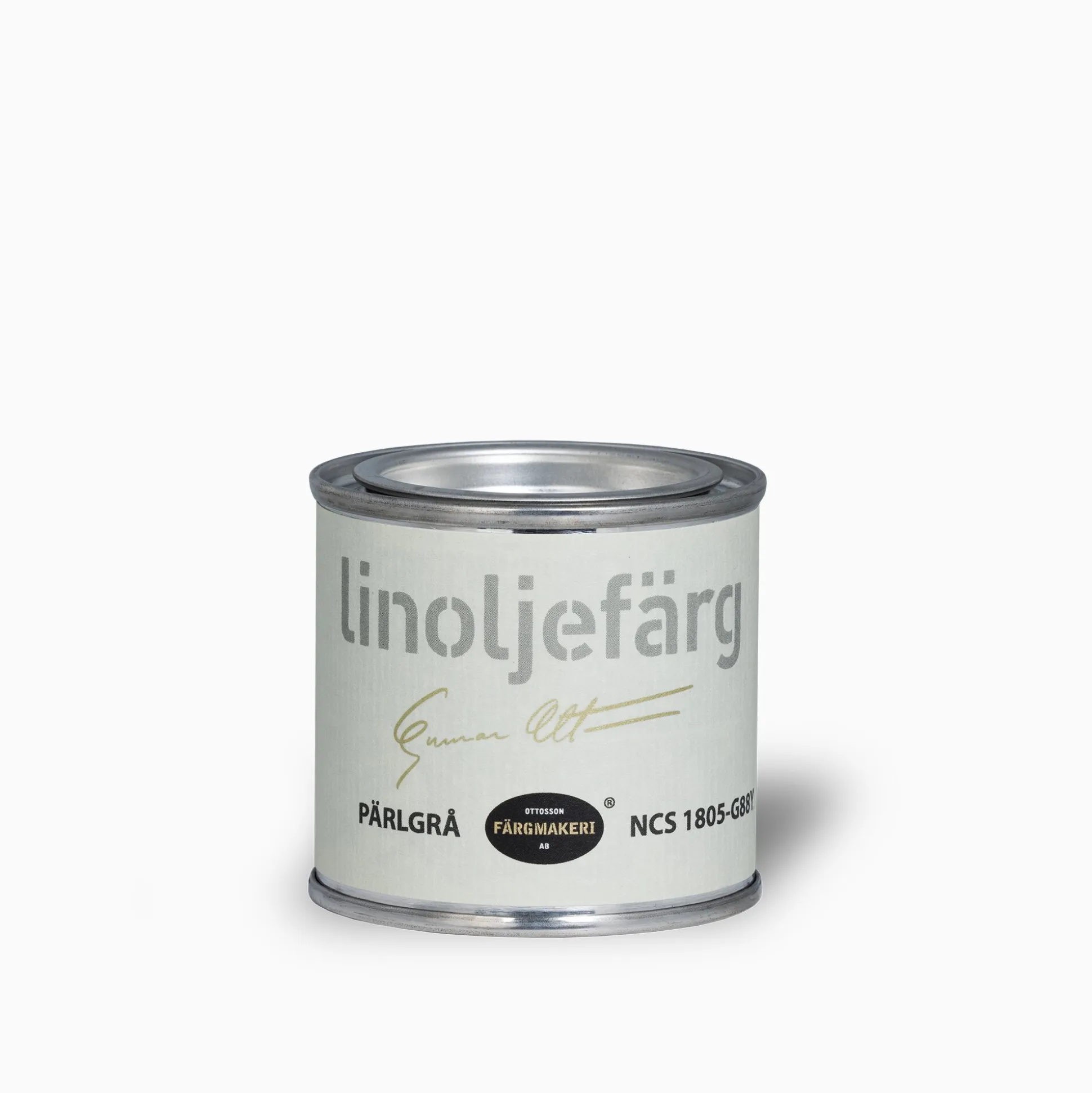 Pärlgrå linoljefärg provburk