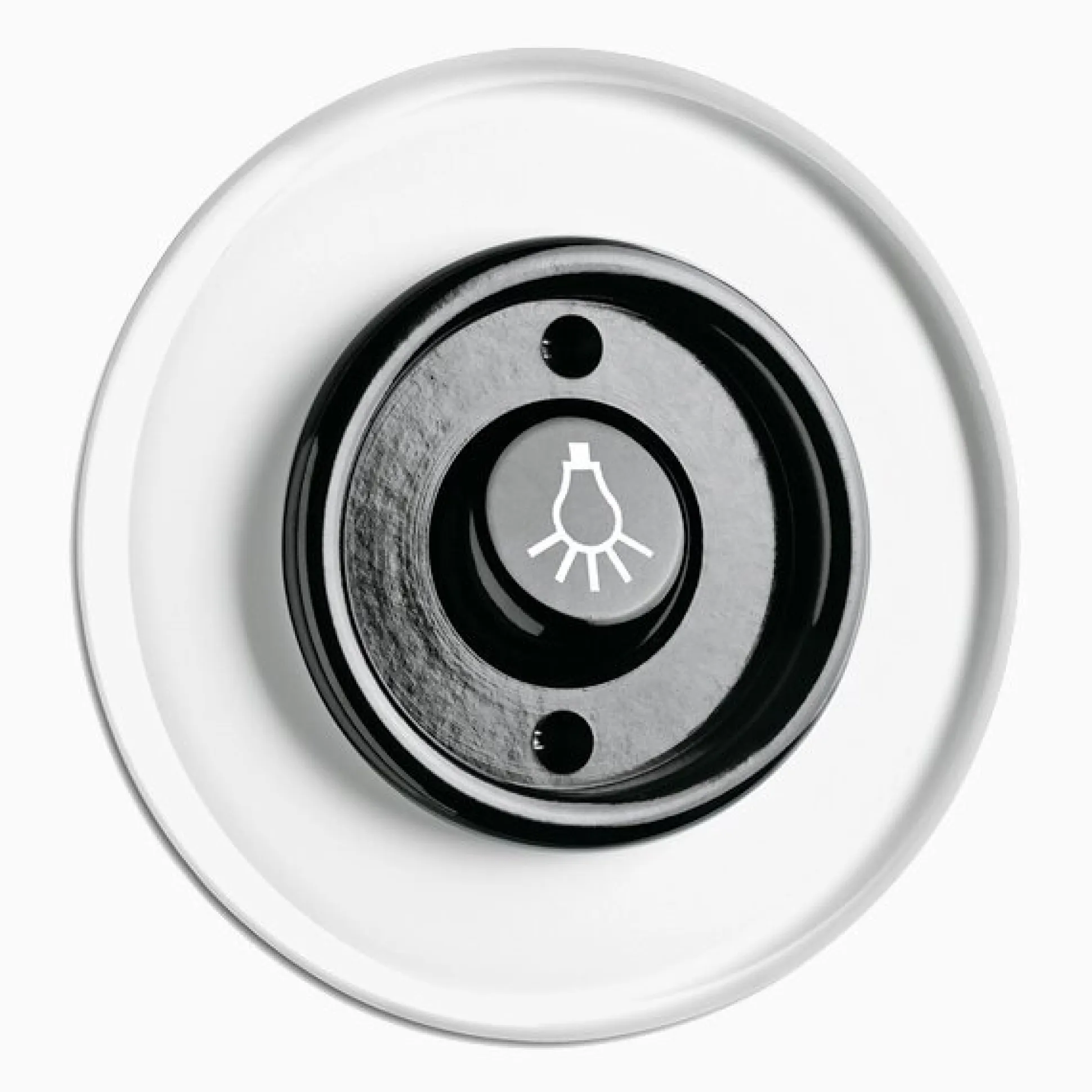 Signalknapp Lampa svart bakelit med glasring