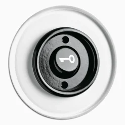 Signalknapp Nyckel svart bakelit med glasring