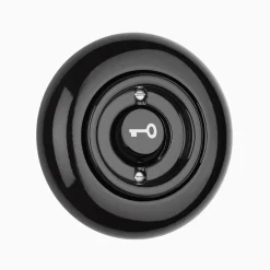 Signalknapp Nyckel svart porslin med ring