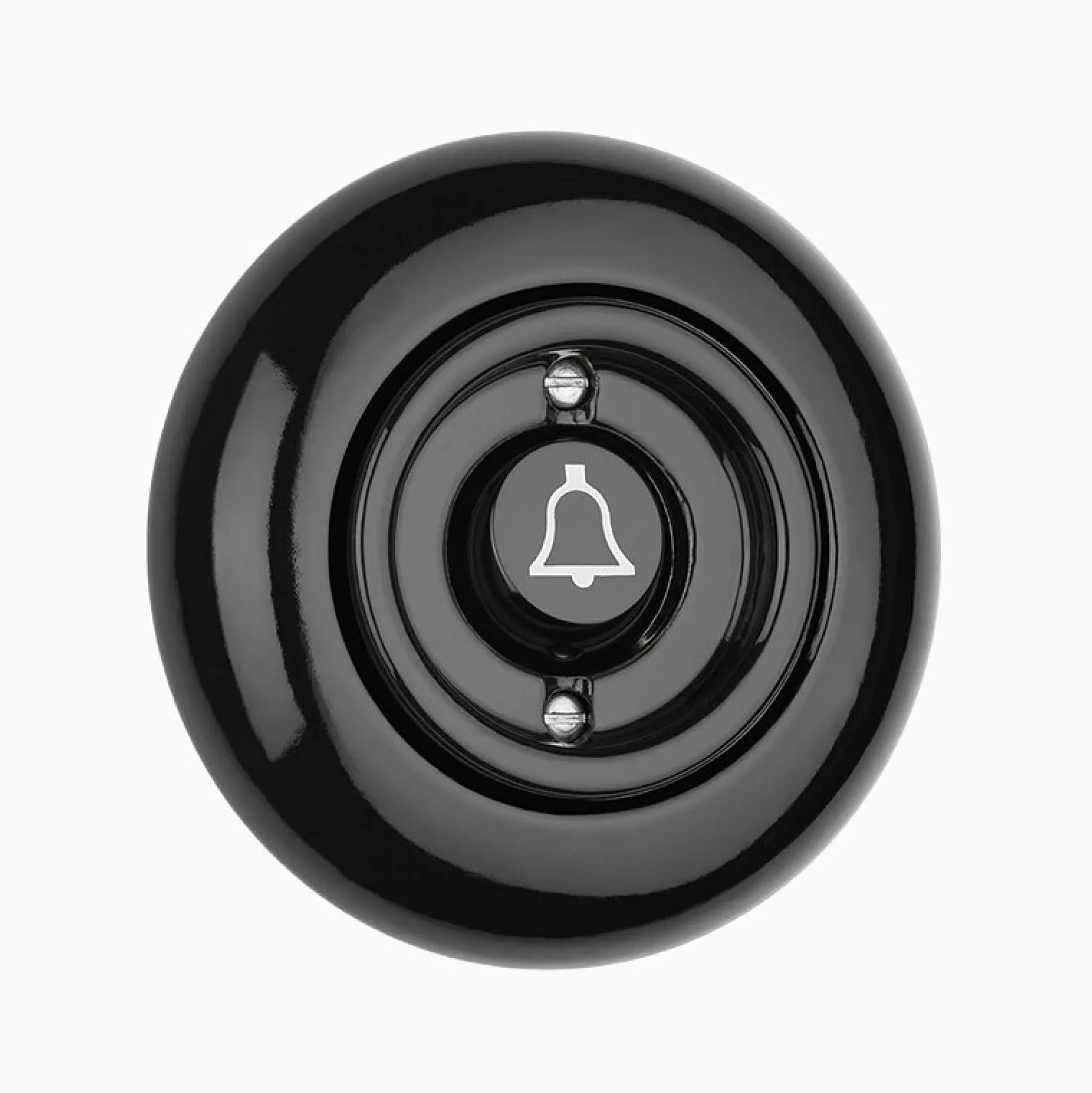 Signalknapp Ringklocka svart porslin med ring