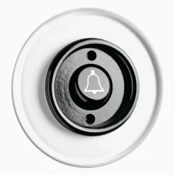 Signalknapp Ringklocka svart bakelit med glasring