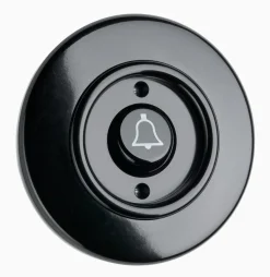 Signalknapp Ringklocka svart bakelit med ring