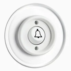 Signalknapp Ringklocka vit med glasring