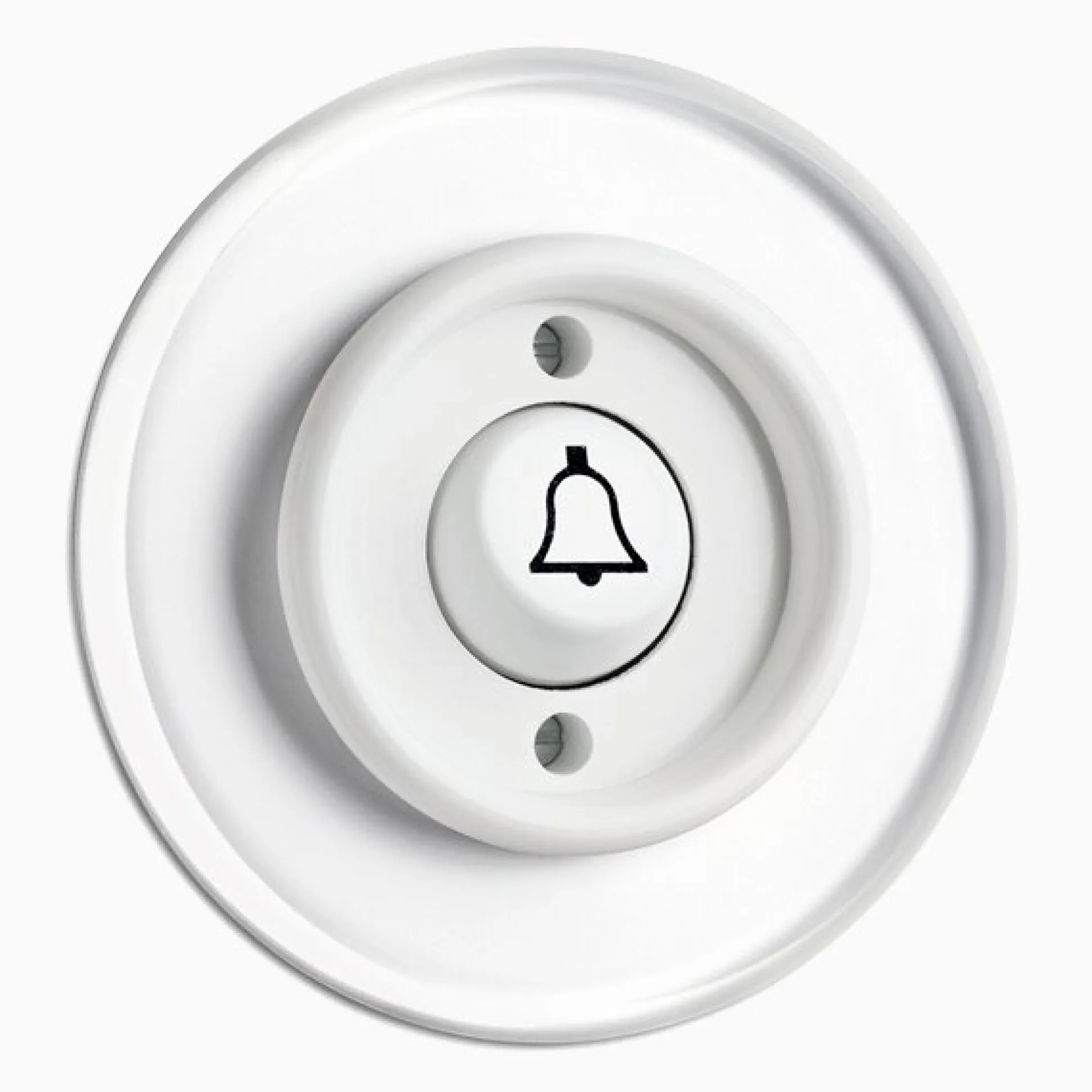 Signalknapp Ringklocka vit med glasring