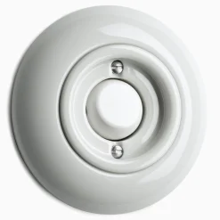 Signalknapp vit porslin med ring
