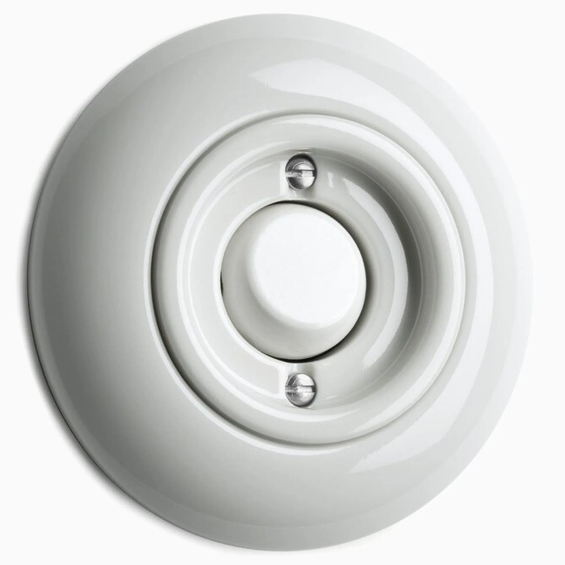 Signalknapp vit porslin med ring