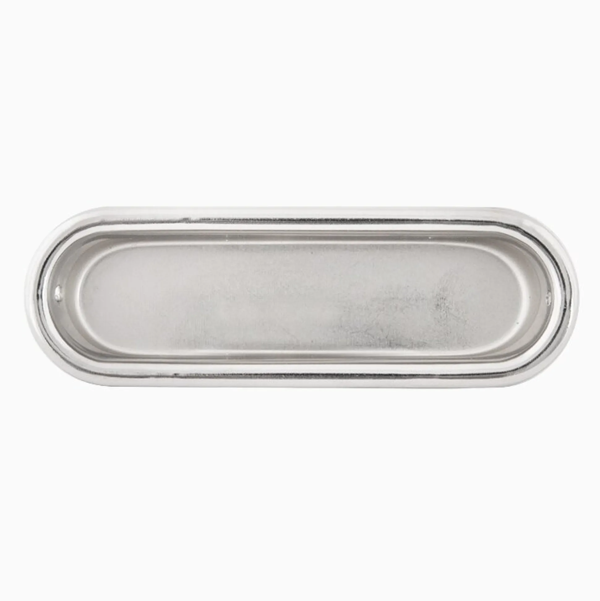 Skjutdörrshandtag förnicklad oval 76 mm
