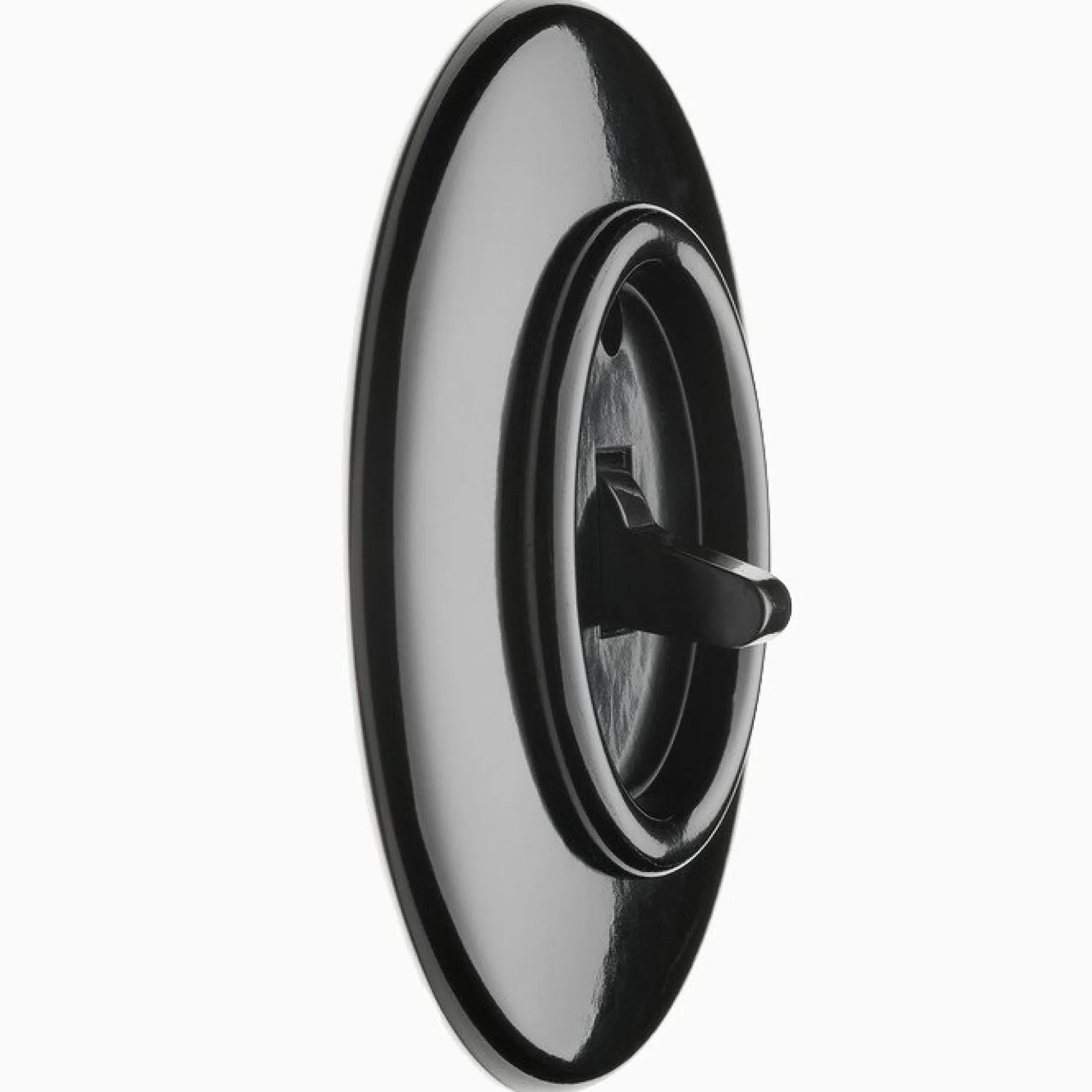 Strömbrytare Kors Vipp svart bakelit med ring