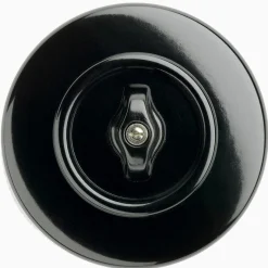 Strömbrytare Kors Vred svart bakelit med ring
