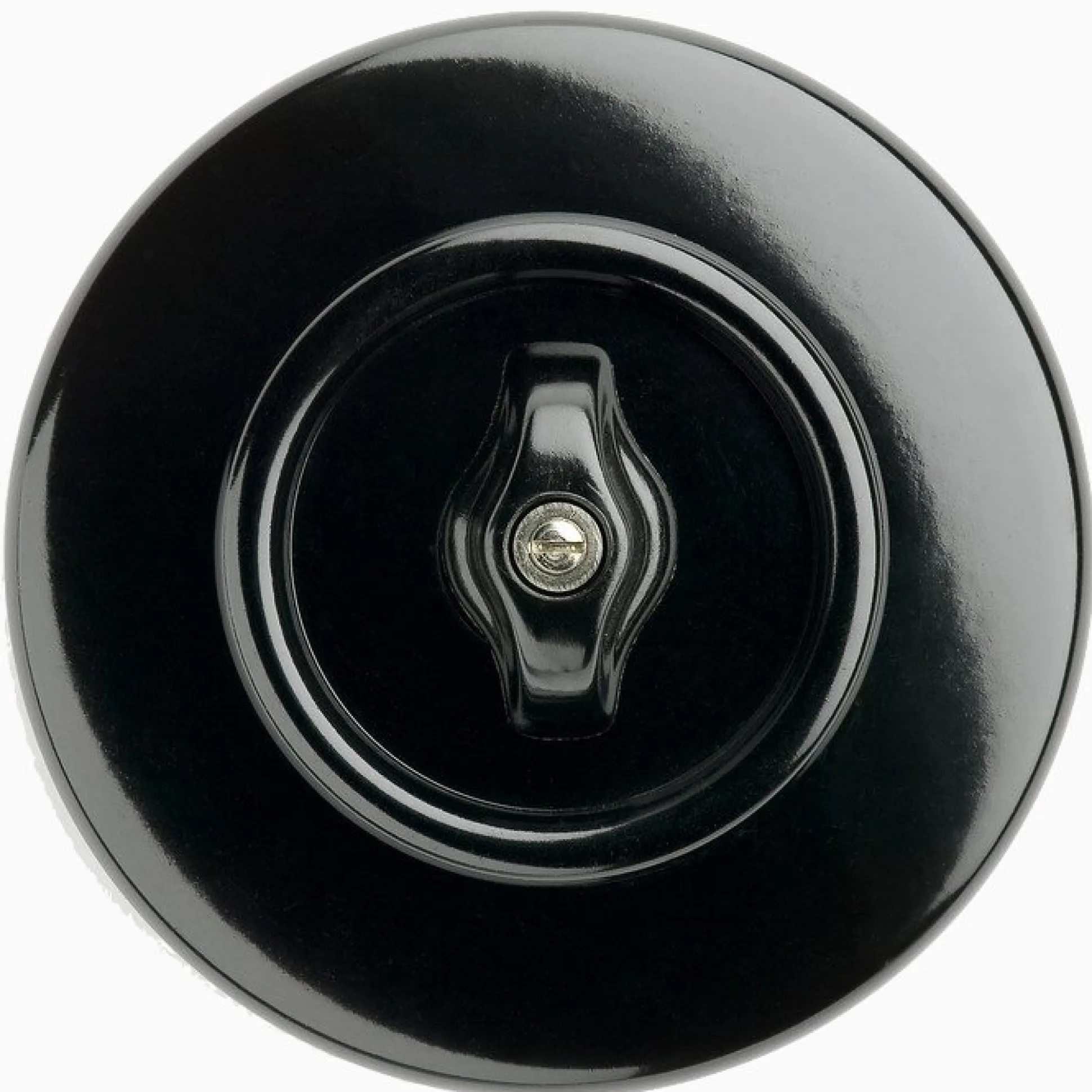 Strömbrytare Kors Vred svart bakelit med ring