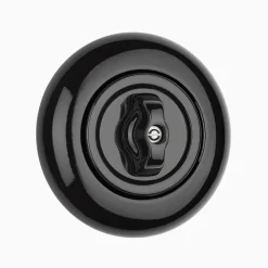 Strömbrytare Kors Vred svart porslin med ring